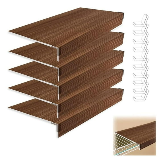 5 Pack Wire Shelf Covers,22x12x2in Wire Rack Covers for Pantry Durable PVC Shelf Liners-0.31 inch Thick, Moisture-Resistant Shelves Cover for Store Pantry Kitchen Removable Closet,#03 Walnut