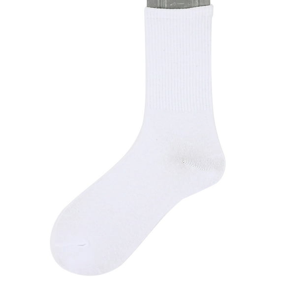 5-Pack Woman White Big and Tall Cushioned Crew Reinforced Heel Cotton-Rich Knit Athletic Socks