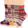 thumbnail image 1 of 5 Pack Women Cotton Socks Winter Warm Cotton Socks Thick Knit Socks Soft Cozy Socks for Girls Women, 1 of 9