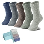 SISOSOCK 5 Pack Women Fuzzy Socks Thick Soft Warm Winter Wool Fluffy Cozy Socks Casual Home Sleep Socks with a Gift Box