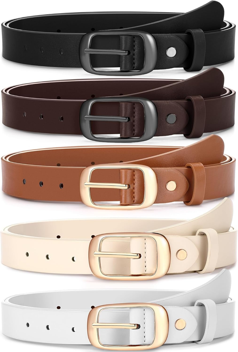 5 Pack Women Leather Belts for Jeans Ladies Waist Belt  display picture 2