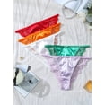 thumbnail image 1 of 5 Pack Women Satin Lace Panties Sexy Underwear Soft G-String Thongs Cheeky Lingerie Bikini Tanga Briefs, 1 of 5
