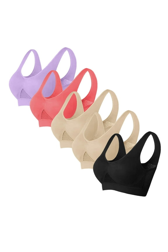 5 Pack Women Wireless Bras Wirefree Bra Plus Size Ultra-thin Bra Sports Bra Full Cup Bra Comfort Sports Bra Underwear