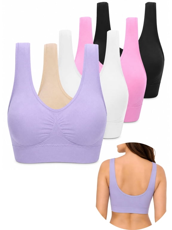 5 Pack Women Wireless Bras Wirefree Bra Plus Size Ultra-thin Bra Sports Bra Full Cup Bra Comfort Sports Bra Underwear