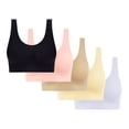 thumbnail image 1 of 5-Pack Women Workout Sports Bra Seamless Wirefree Push Up Full Coverage Bralettes Low-Impact Activity Bras, 1 of 7