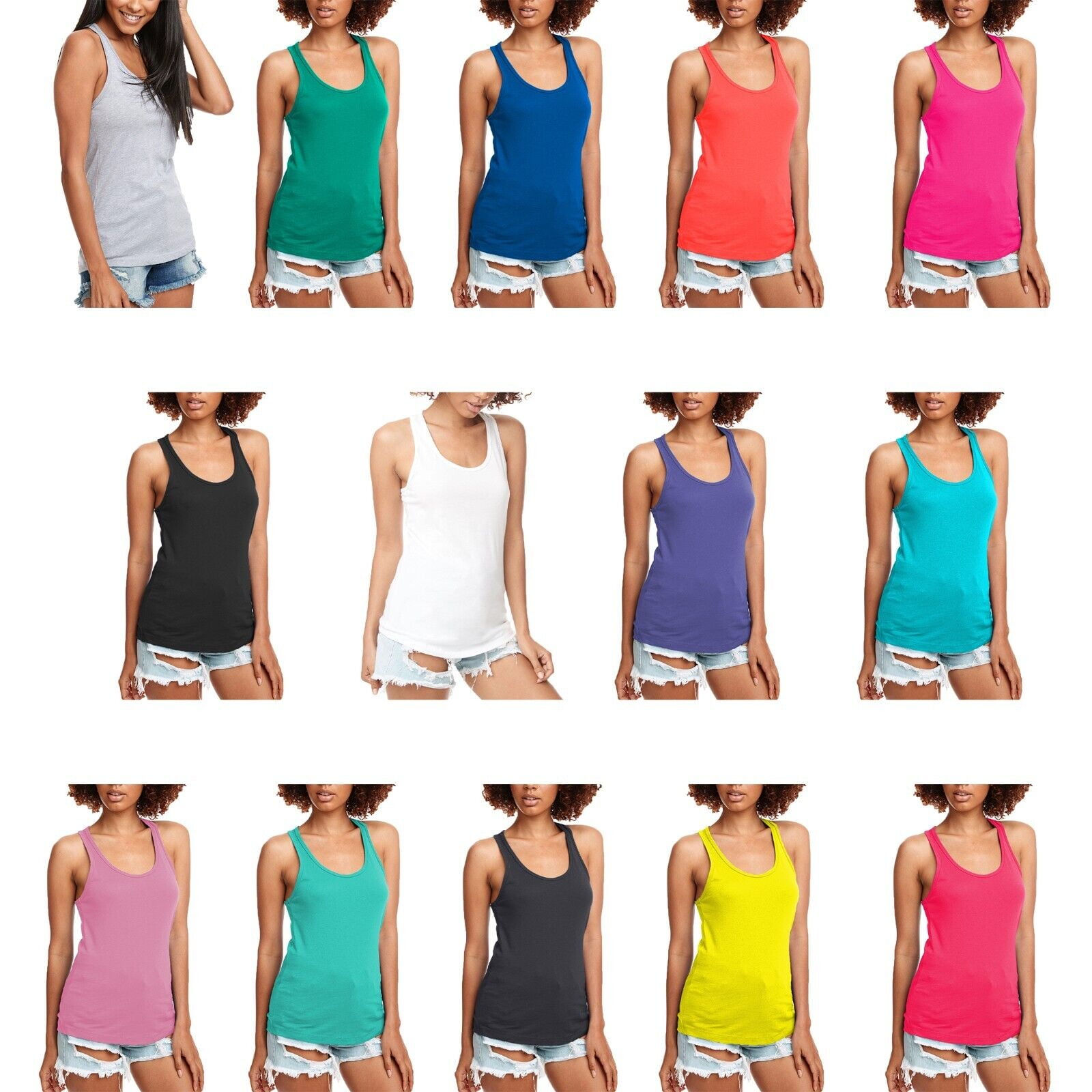 5Pack Women's Basic Cotton Casual Tank Tops Gym Yoga Camisole Lounge