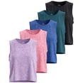 thumbnail image 1 of Real Essentials 5 Pack: Women's Dry Fit Crop Summer Tank Top - Gym Yoga Workout Sports Tee (Available in Plus Size), 1 of 6