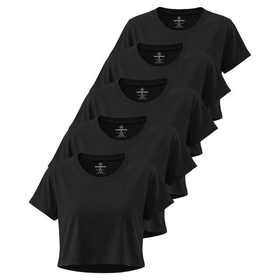 5 Pack Women's Dry Fit Crop Top Workout T Shirts Short Sleeve Athletic Gym
