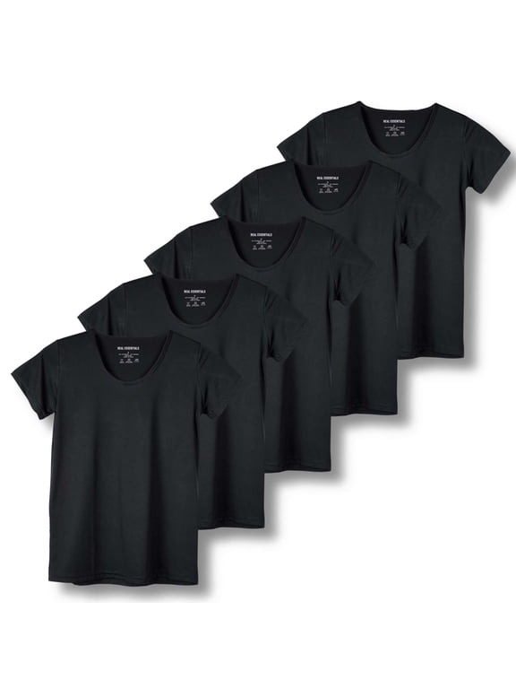 5 Pack: Women's Dry Fit Tech Stretch Short-Sleeve Crew Neck Athletic T-Shirt (Available in Plus Size)