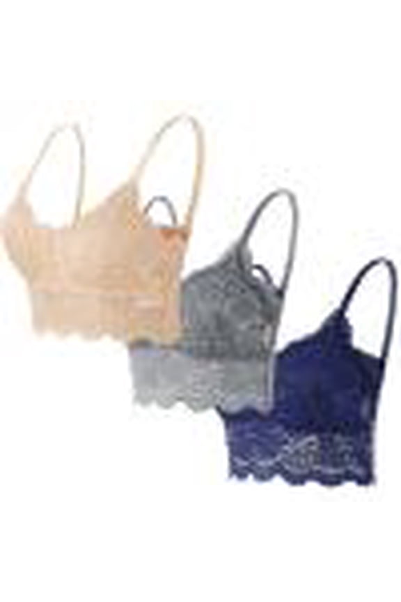 5 Pack Women's Lace Cami Top, Wireless Bralette Floral Non Padded Bandeau Bras with Spaghetti Straps