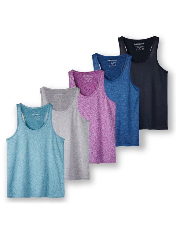5-Pack Women's Racerback Tank Top Dry-Fit Athletic Performance Yoga Activewear (Available in Plus Size)