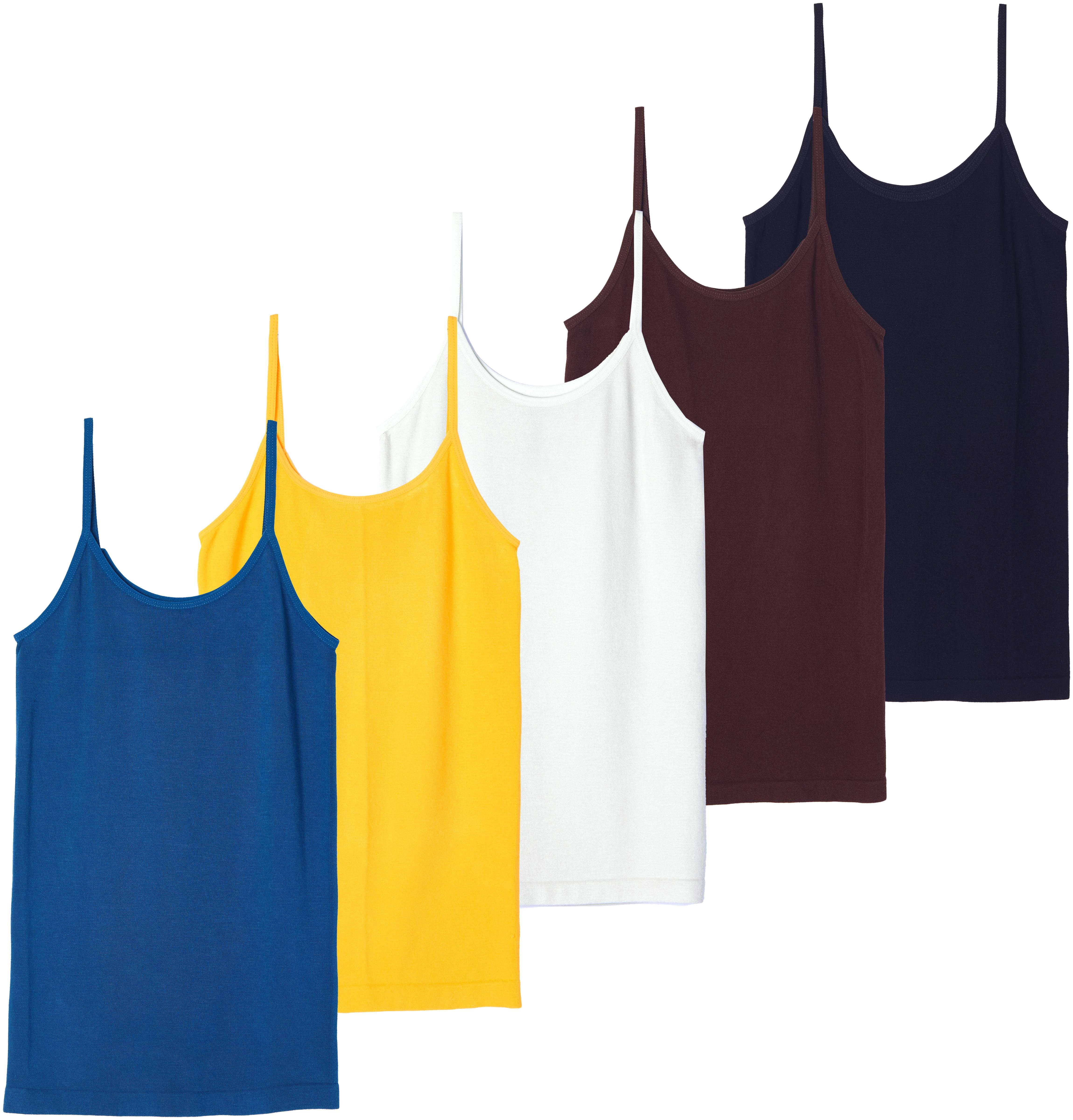 Women's Ribbed Spaghetti Strap Tank Top – Sleeveless Camisole Crop Top, Basic Stretch Casual