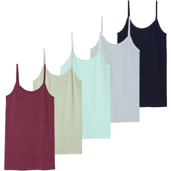 5 Pack: Women's Ribbed Spaghetti Strap Camisole Seamless Tank Top