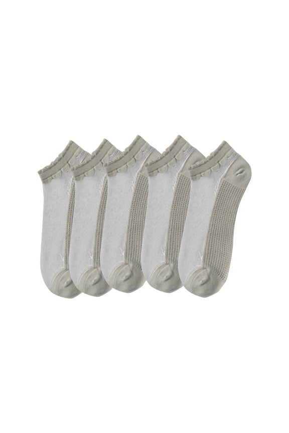 5-Pack Women's Sheer Liner Socks Solid Color Breathable Invisible No-Show Low Cut Socks for Summer Sneakers Flats and Casual Shoe Wear