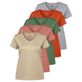 thumbnail image 1 of Real Essentials 5 Pack: Women's Dry Fit Short Sleeve V Neck Workout Top - Fitness Gym Athletic Yoga T-Shirt (Plus Available), 1 of 3