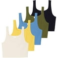 thumbnail image 1 of 5 Pack: Women's Soft Knit Ribbed Square Neck Cropped Tank Top - Sleeveless Crop Tops, 1 of 6