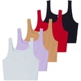 thumbnail image 1 of 5 Pack: Women's Soft Knit Ribbed Square Neck Cropped Tank Top - Sleeveless Crop Tops, 1 of 6