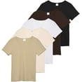 thumbnail image 1 of 5 Pack: Women's Soft Ribbed Short Sleeve V-Neck T-Shirt Casual Summer Tee Shirts, 1 of 6