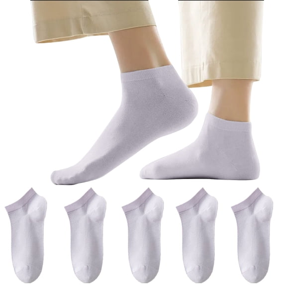 5 Pack Womens Ankle Socks Thin Solid Color Breathable Skin Friendly High Density Knit Summer Sports Workout Office Daily Wear