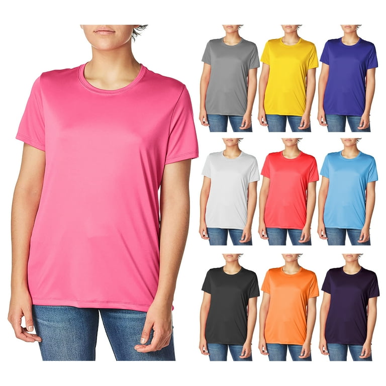 5 Pack Womens Cool Dri Fit Short Sleeve T Shirt Moisture Wicking
