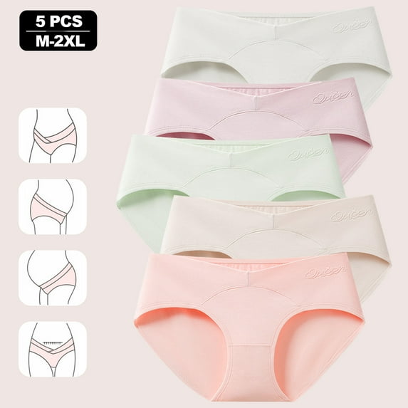 5 Pack Womens Cotton Maternity Underwear,Healthy Maternity Pregnancy Panties Postpartum Mother Under Bump Underwear