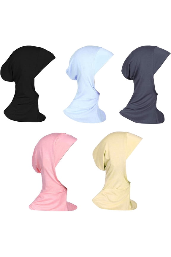 5 Pack Womens Muslim Mini Hijab Caps Solid Color Modal Islamic Neck Cover Under Scarf Head Wear Cap