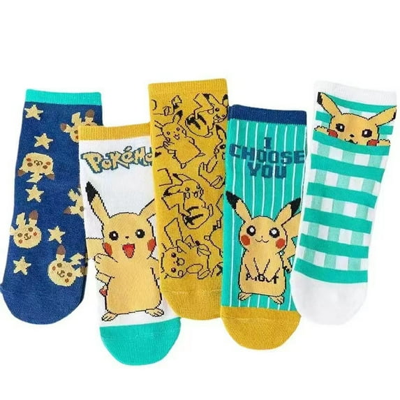 5 Pack Womens Pikachu Show Socks Soft and Breathable Socks