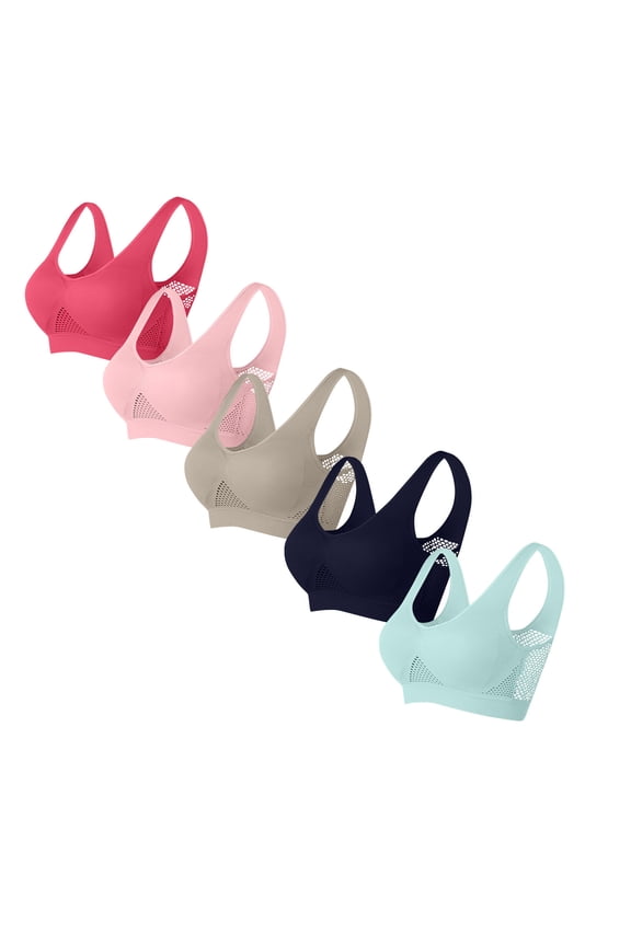5-Pack Womens Seamless Wireless Bras | Comfort Bralettes & T-Shirt Bras for Everyday, Lounge, Yoga | Pink | Sizes S-5X,Size XL