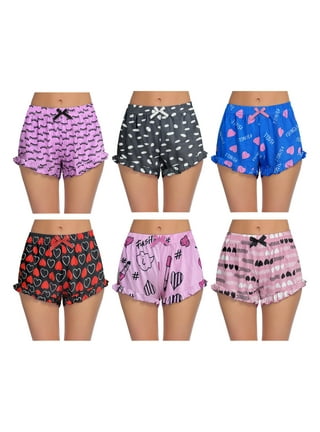 Women's Ruffled Hem Soft Printed Pajama Shorts Sleepwear (5-Pairs