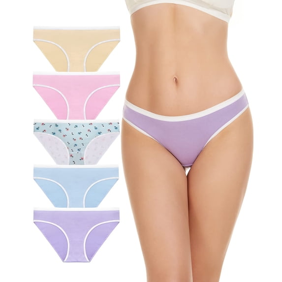 5 Pack Womens Underwear Cotton Briefs Panties for Women,Bikini Panties Breathable Ladies Underwear Invisible Hipster Panties
