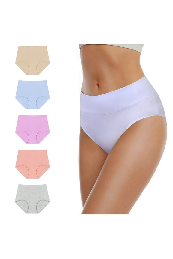 5 Pack Womens Underwear Plus Size Seamless Briefs Comfortable High Waisted Panties for Women