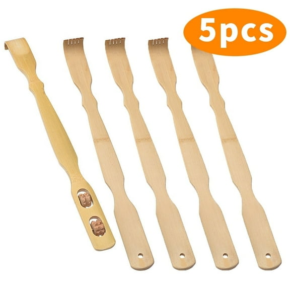 SUSWIM 5 pcs Wooden Bamboo Back Scratcher, 18 Inch Long Handle Back Scratchers for Adults Men Women