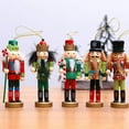 thumbnail image 1 of 5 Pack Wooden Nutcracker Figure Ornaments, Wood Soldiers Set for Christmas Tree, Xmas Holiday Decorations, 5 inches, 1 of 7