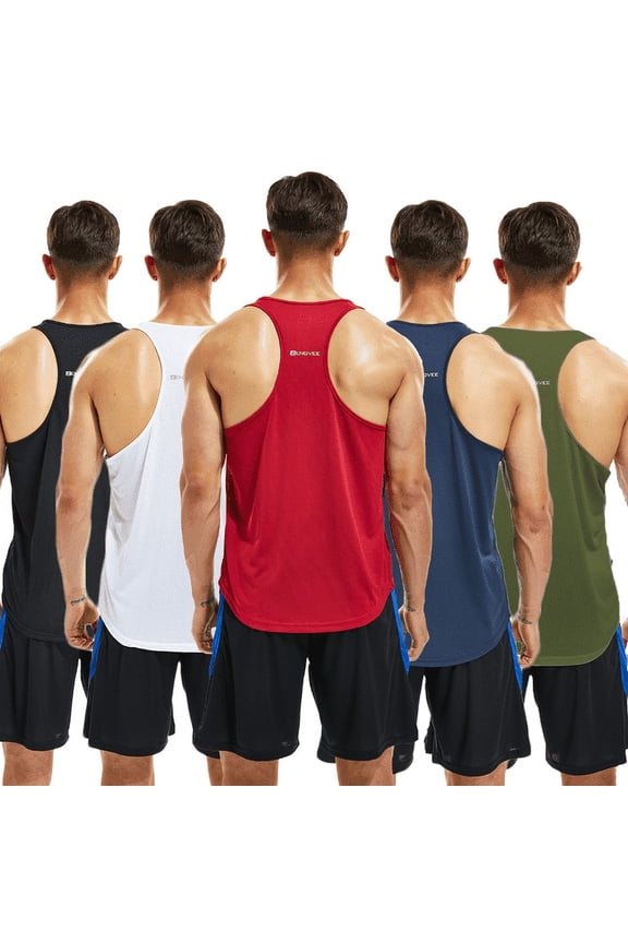 5 Pack Workout Tank Tops for Men Sleeveless Quick Dry Training Gym Shirts Bodybuilding Fitness Muscle Y-Back Tees