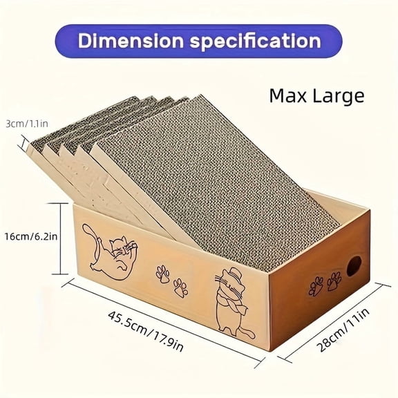 5-Pack XL Reversible Cat Scratcher Boards with Storage Box for Indoor Cats