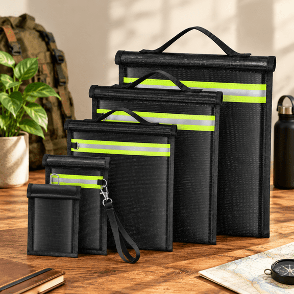 5 Pack XS-XL Faraday Bags, Up to Laptop Size, Fireproof Waterproof Signal Blocking Pouches