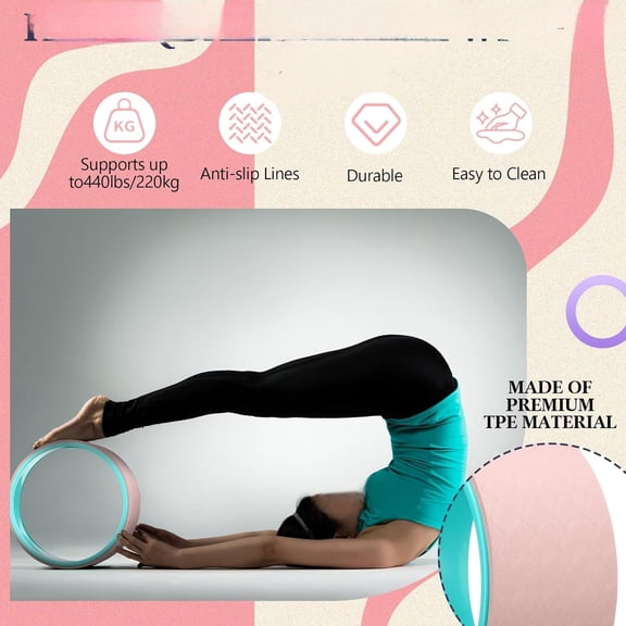 5 Pack Yoga Wheel Set Back Stretcher Wheel for Deep Tissue Massage Foam Roller for Back Pain Relief & Stretching, Trigger Point Therapy Ball, Resistance Loop Exercise Bands, Massage Roller