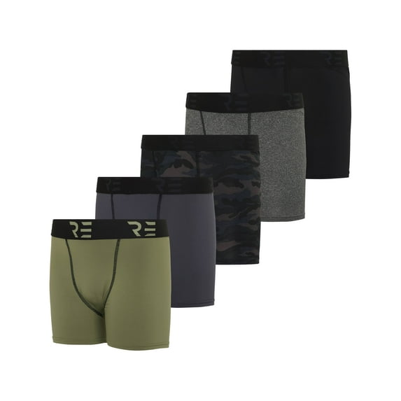 5 Pack: Youth Boys' Compression Shorts - Performance Boxer Briefs Athletic Spandex Underwear(4-20)