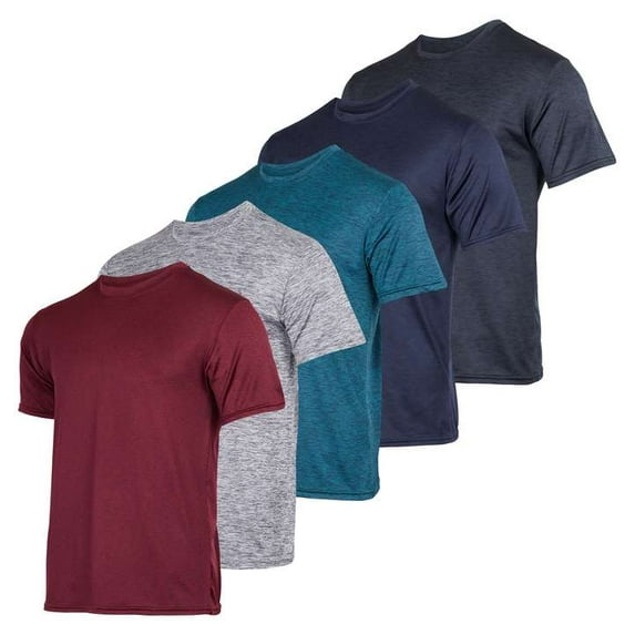 Real Essentials 5 Pack: Youth Dry-Fit Wicking Active Athletic Performance Short Sleeve T-Shirt Boys & Girls Shirts