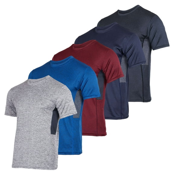 Real Essentials 5 Pack: Youth Dry-Fit Wicking Active Athletic Performance Short Sleeve T-Shirt Boys & Girls Shirts