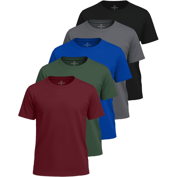 Real Essentials 5 Pack: Boys' Mesh Short Sleeve Athletic T-Shirt - Youth Kids Teens Active Basketball Tops (4-18 Years)