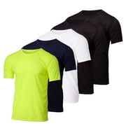 REAL ESSENTIALS 5 Pack: Youth Mesh Moisture Wicking Active Athletic Performance Short-Sleeve T-Shirt Boys & Girls
