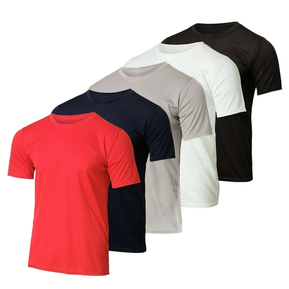 5 Pack: Youth Mesh Moisture Wicking Active Athletic Performance Short-Sleeve T-Shirt Boys & Girls
