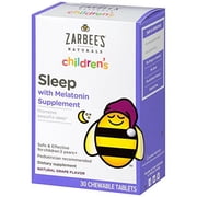5 Pack Zarbee's Children's Sleep Melatonin Grape Flavor 30 Chewable Tablets Each