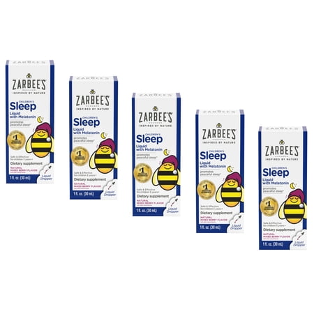 5 Pack Zarbee's Naturals Sleep Liquid With Melatonin For Children, 1 Ounce each