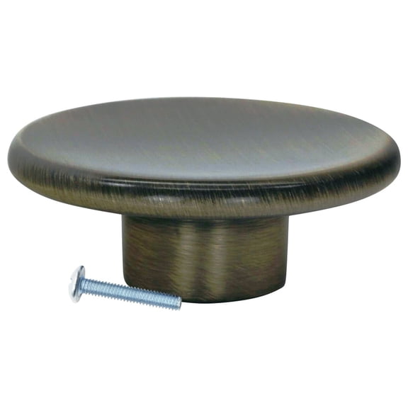 5 Pack Zen Flat Circle Rustic Brass Cabinet Hardware Knob, 2-1/4 Inch Diameter