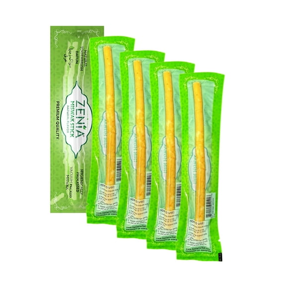 (5 Pack) Zenia Sewak Natural Miswak Thin Toothbrush