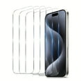 thumbnail image 1 of 5-Pack iPhone Tempered Glass Screen Protectors - Bubble-Free, Scratch-Resistant, Ultra-Smooth Surface, 99% Transparency and Touch-Sensitive, Including Cleaning Tool and Dust Removal Sticker, 1 of 6