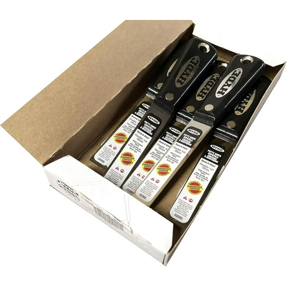 5-Pack of 3/4 Hyde 02005 Black & Silver High Carbon Steel Flexible Putty Knife