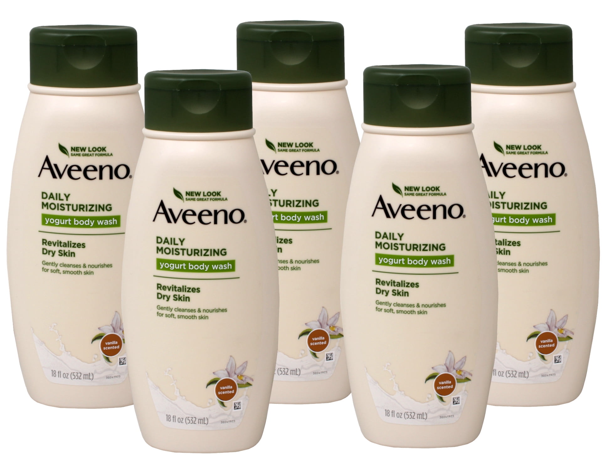 5 Pack of Aveeno Daily Moisturizing Yogurt Body Wash, Vanilla Scent 18